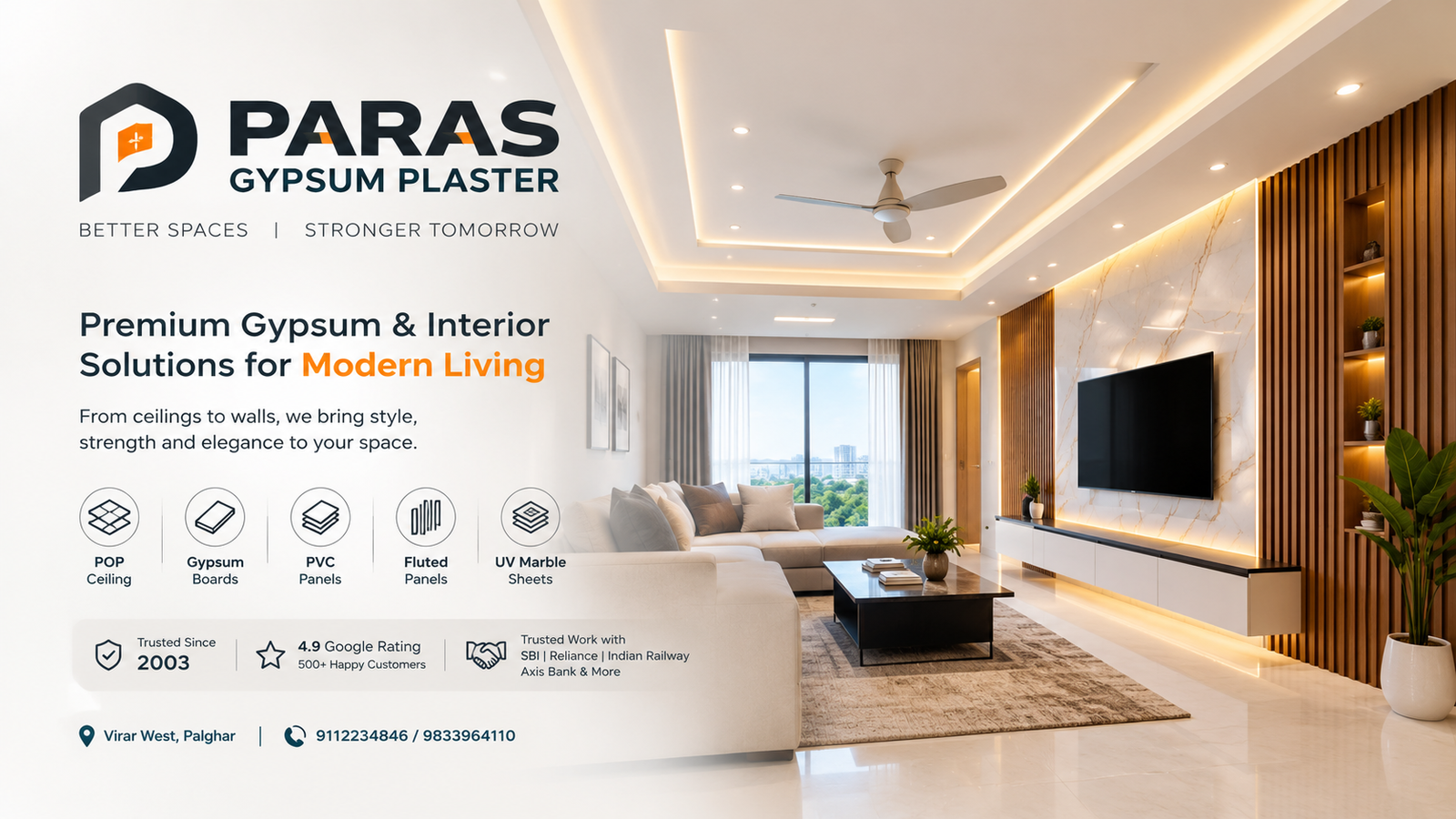 Best POP Shop in Virar | PVC Panel | Gypsum Board